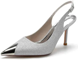 TarfiC Wedding Shoes for Bride High Heel Bridal Shoes Pointed Toe Buckle Kitten Heels Wedding Heels for Women Pumps Frosted Party Prom Dress Shoes