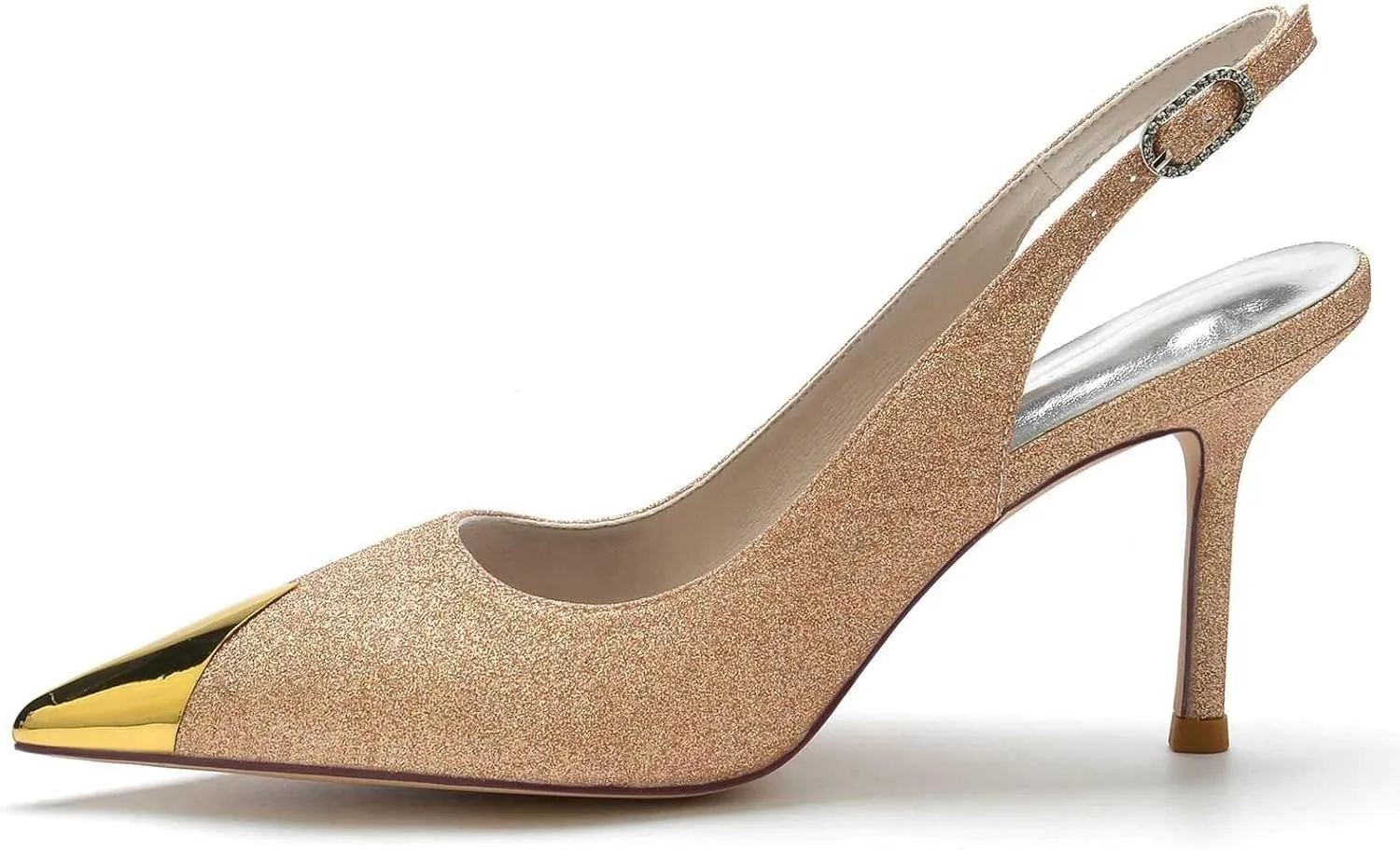 TarfiC Wedding Shoes for Bride High Heel Bridal Shoes Pointed Toe Buckle Kitten Heels Wedding Heels for Women Pumps Frosted Party Prom Dress Shoes