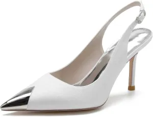 TarfiC Wedding Shoes for Bride High Heel Bridal Shoes Pointed Toe Buckle Kitten Heels Wedding Heels for Women Pumps Frosted Party Prom Dress Shoes