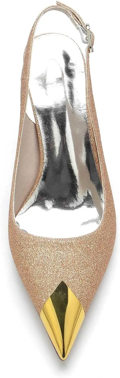 TarfiC Wedding Shoes for Bride High Heel Bridal Shoes Pointed Toe Buckle Kitten Heels Wedding Heels for Women Pumps Frosted Party Prom Dress Shoes