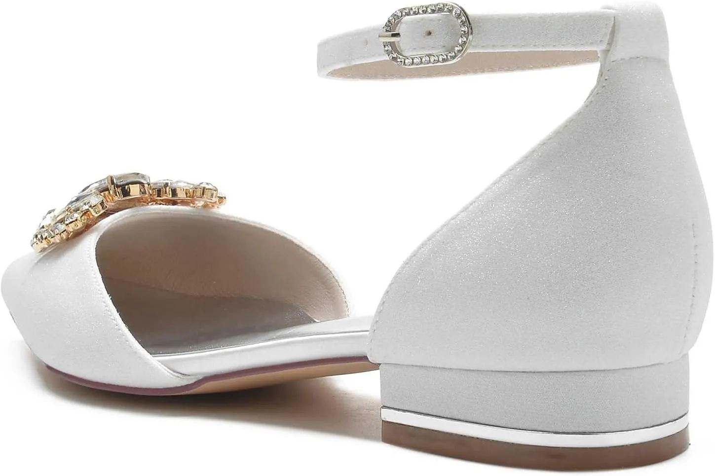 TarfiC Women's Flats Shoes Pointed Toe Buckle Rhinestone Floral Dress Shoes for Women Closed Toe Comfortable Frosted Sandals Dressy