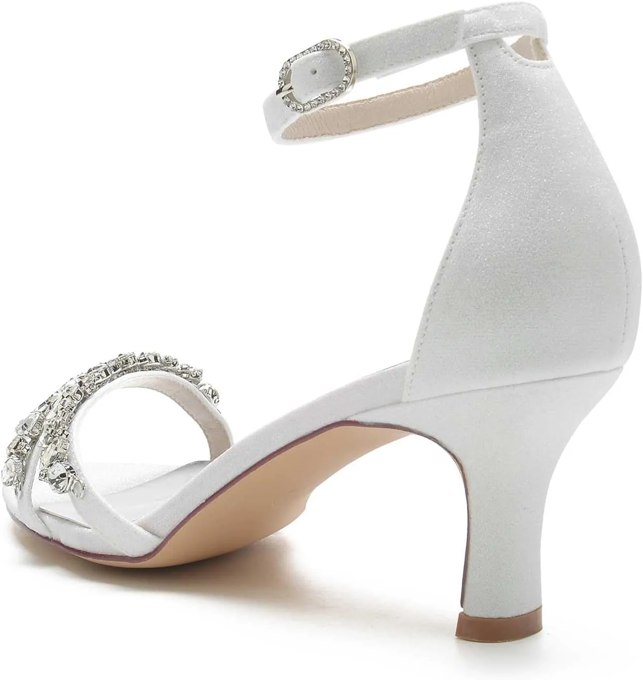 TarfiC Women's High Heel Pumps Rhinestone Open Toe Round Toe Frosted Buckle Mary Jane Low Heel Classic Party Wedding Dress Pump Shoes