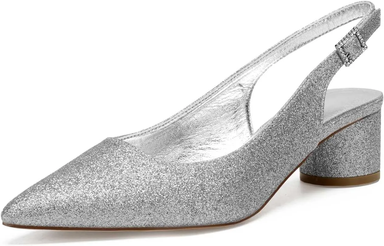 TarfiC Women's High Heels Pumps Pointed Toe Frosted Buckle Rhinestones Sandals Dress Shoes for Women Prom Wedding Party Office Work