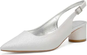 TarfiC Women's High Heels Pumps Pointed Toe Frosted Buckle Rhinestones Sandals Dress Shoes for Women Prom Wedding Party Office Work