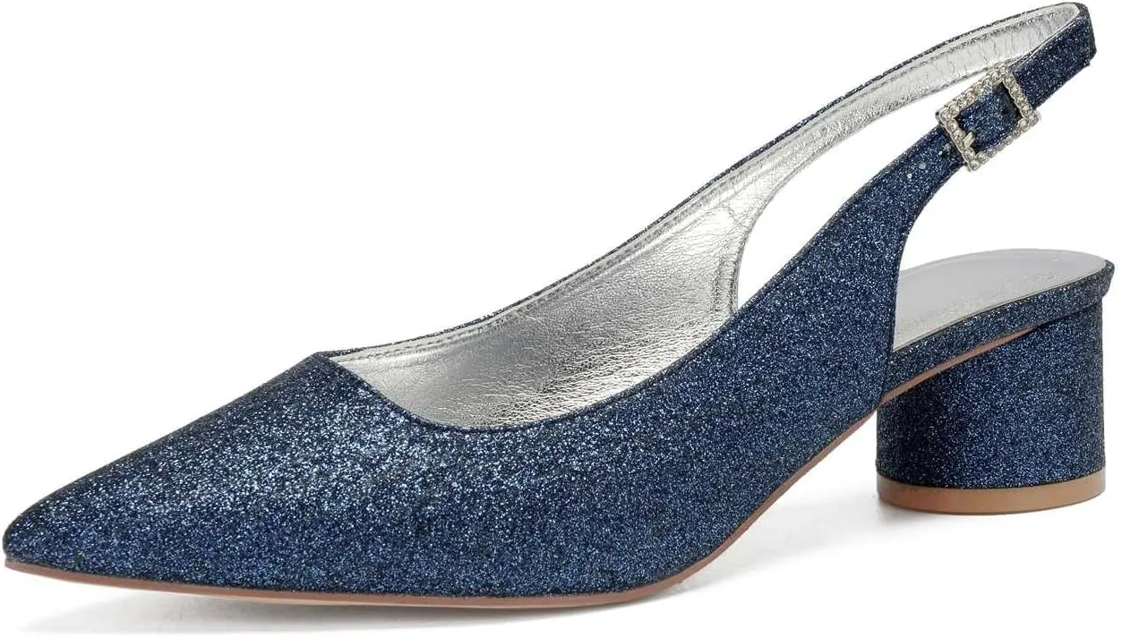 TarfiC Women's High Heels Pumps Pointed Toe Frosted Buckle Rhinestones Sandals Dress Shoes for Women Prom Wedding Party Office Work
