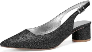 TarfiC Women's High Heels Pumps Pointed Toe Frosted Buckle Rhinestones Sandals Dress Shoes for Women Prom Wedding Party Office Work
