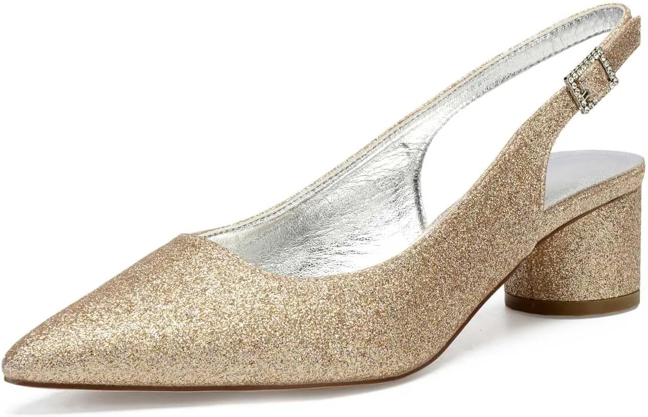 TarfiC Women's High Heels Pumps Pointed Toe Frosted Buckle Rhinestones Sandals Dress Shoes for Women Prom Wedding Party Office Work