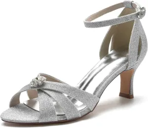 TarfiC Womens Low Heel Sandal Peep Toe Frosted Office Ladies Dress Comfortable Round Toe Bridal Wedding Party Evening Pumps Shoes
