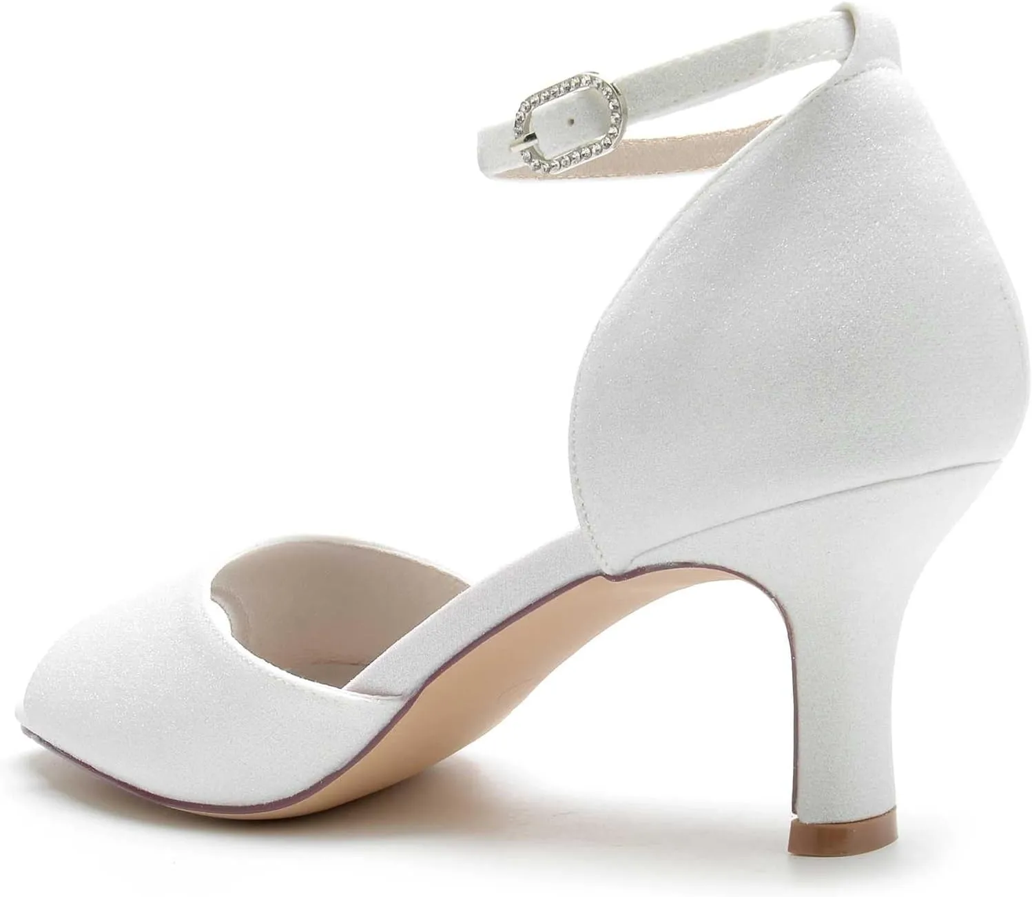 TarfiC Women’s Wedding for Bride Evening Shoes Frosted Comfortable Ankle Strap Low Heel Buckle High Heel Dress Pumps Evening Prom