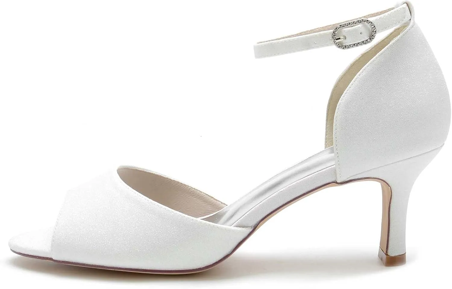 TarfiC Women’s Wedding for Bride Evening Shoes Frosted Comfortable Ankle Strap Low Heel Buckle High Heel Dress Pumps Evening Prom