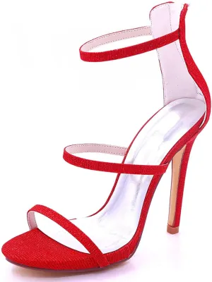 TarfiC Women’s Wedding Shoes Bridal Open Toe Frosted Sparkly Rhinestones Kitten Heels Dress Pump Shoes Sandals