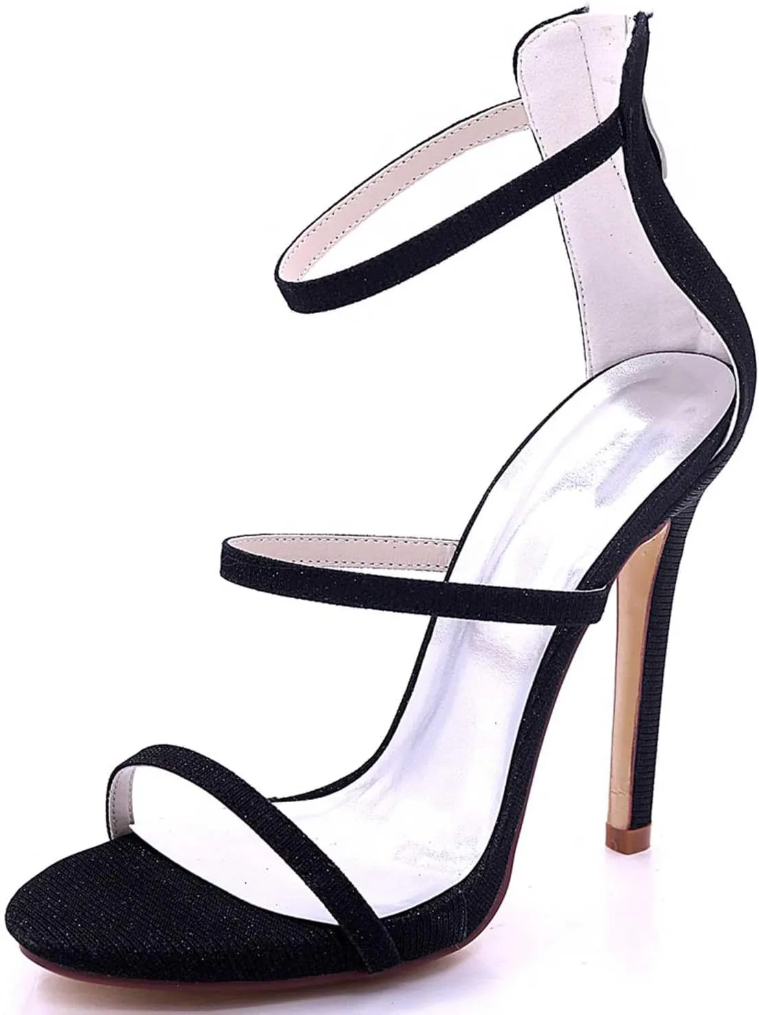 TarfiC Women’s Wedding Shoes Bridal Open Toe Frosted Sparkly Rhinestones Kitten Heels Dress Pump Shoes Sandals