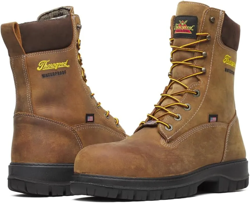 Thorogood 8” Waterproof Work Boots for Men - Insulated & Safety Toe - Genesis Series - Full-Grain Leather with Comfort Insoles & Traction Outsoles