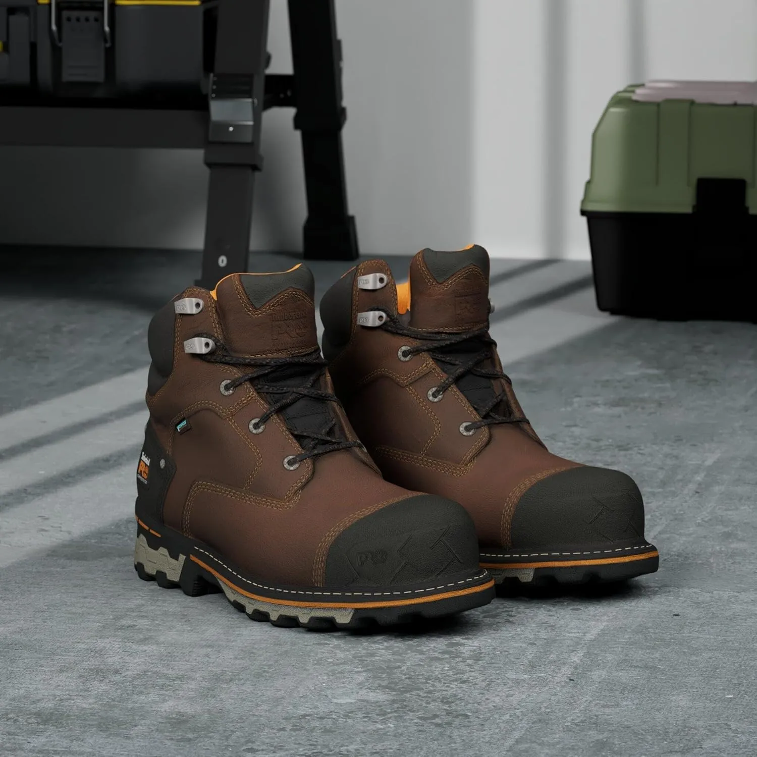 Timberland PRO Mens Boondock 6 Inch Waterproof Composite Toe Work Safety Shoes Casual - Brown