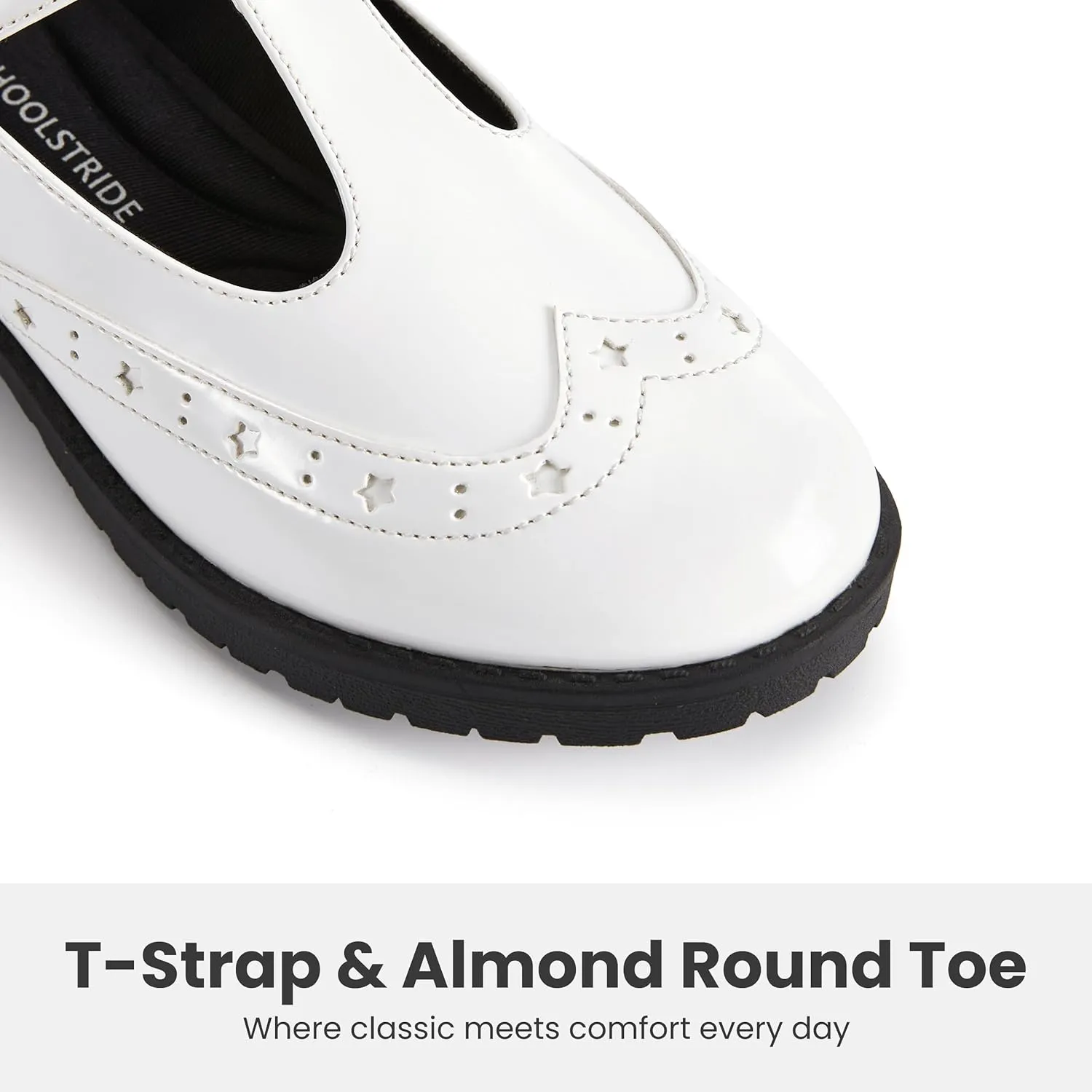 Toddler Girls Dress Shoes Mary Jane Flats Little Big Kid Wedding Party Princess School Uniform Ballet Black White Classic T-Strap Low Heel Hook and Loop Slip-On Soft Sole Closed Toe