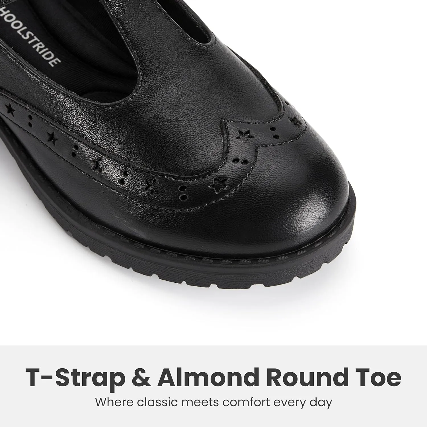 Toddler Girls Dress Shoes Mary Jane Flats Little Big Kid Wedding Party Princess School Uniform Ballet Black White Classic T-Strap Low Heel Hook and Loop Slip-On Soft Sole Closed Toe