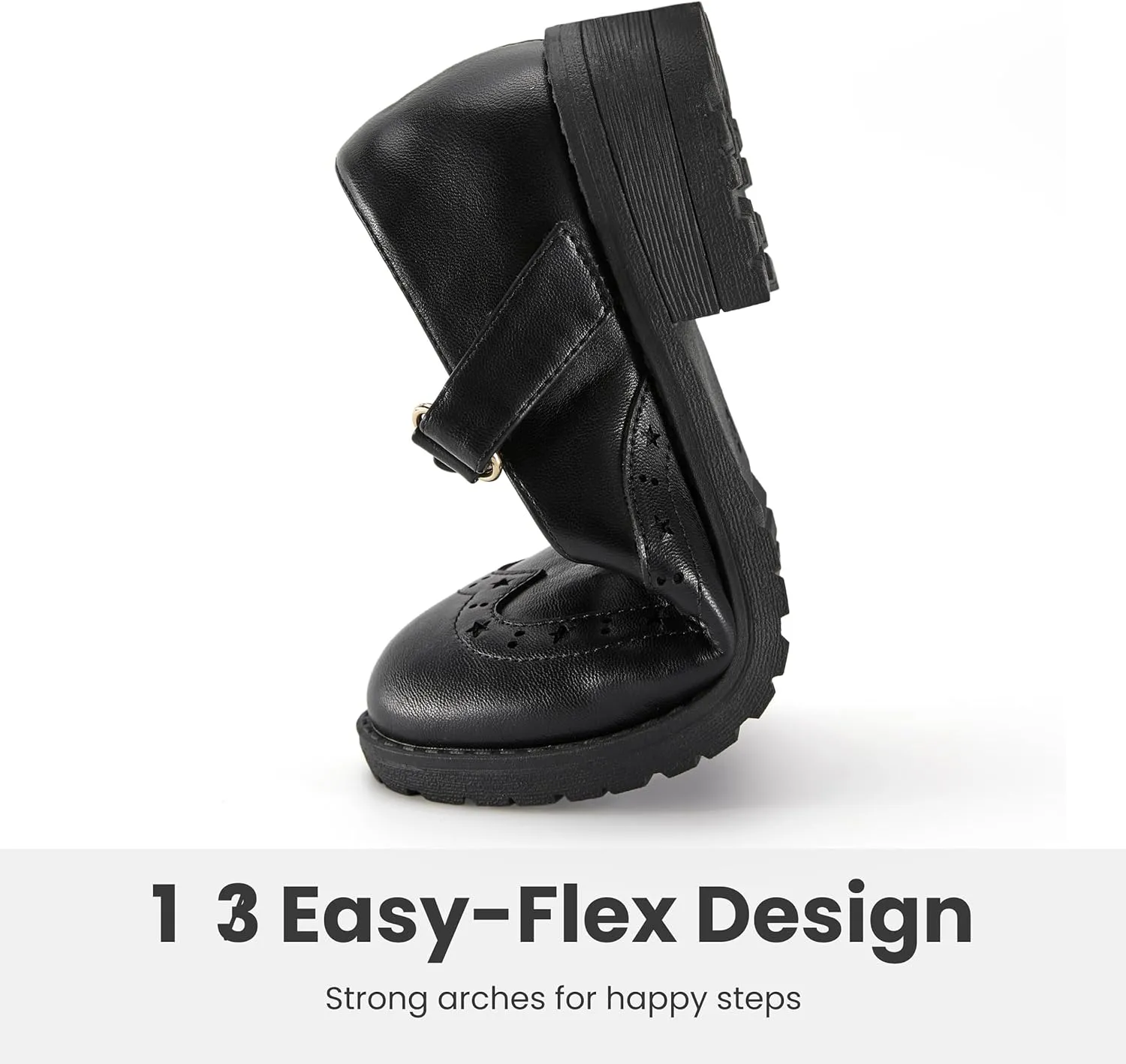 Toddler Girls Dress Shoes Mary Jane Flats Little Big Kid Wedding Party Princess School Uniform Ballet Black White Classic T-Strap Low Heel Hook and Loop Slip-On Soft Sole Closed Toe