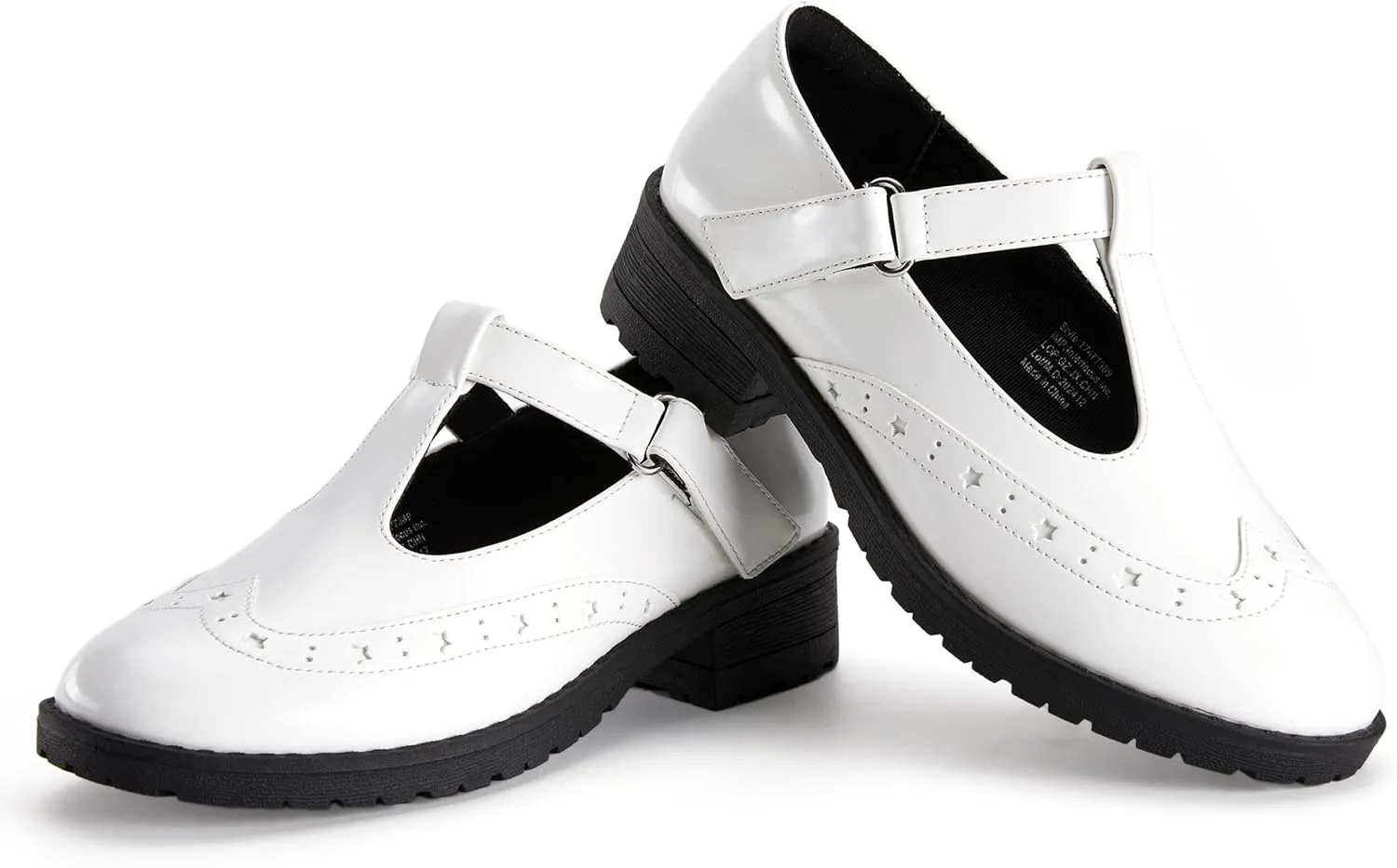 Toddler Girls Dress Shoes Mary Jane Flats Little Big Kid Wedding Party Princess School Uniform Ballet Black White Classic T-Strap Low Heel Hook and Loop Slip-On Soft Sole Closed Toe