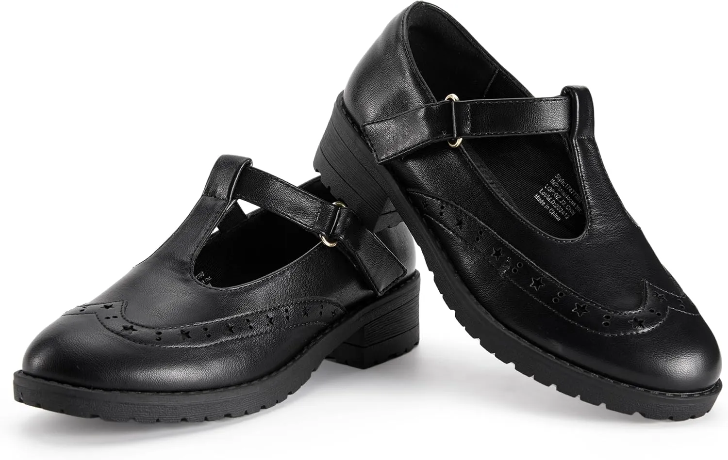 Toddler Girls Dress Shoes Mary Jane Flats Little Big Kid Wedding Party Princess School Uniform Ballet Black White Classic T-Strap Low Heel Hook and Loop Slip-On Soft Sole Closed Toe