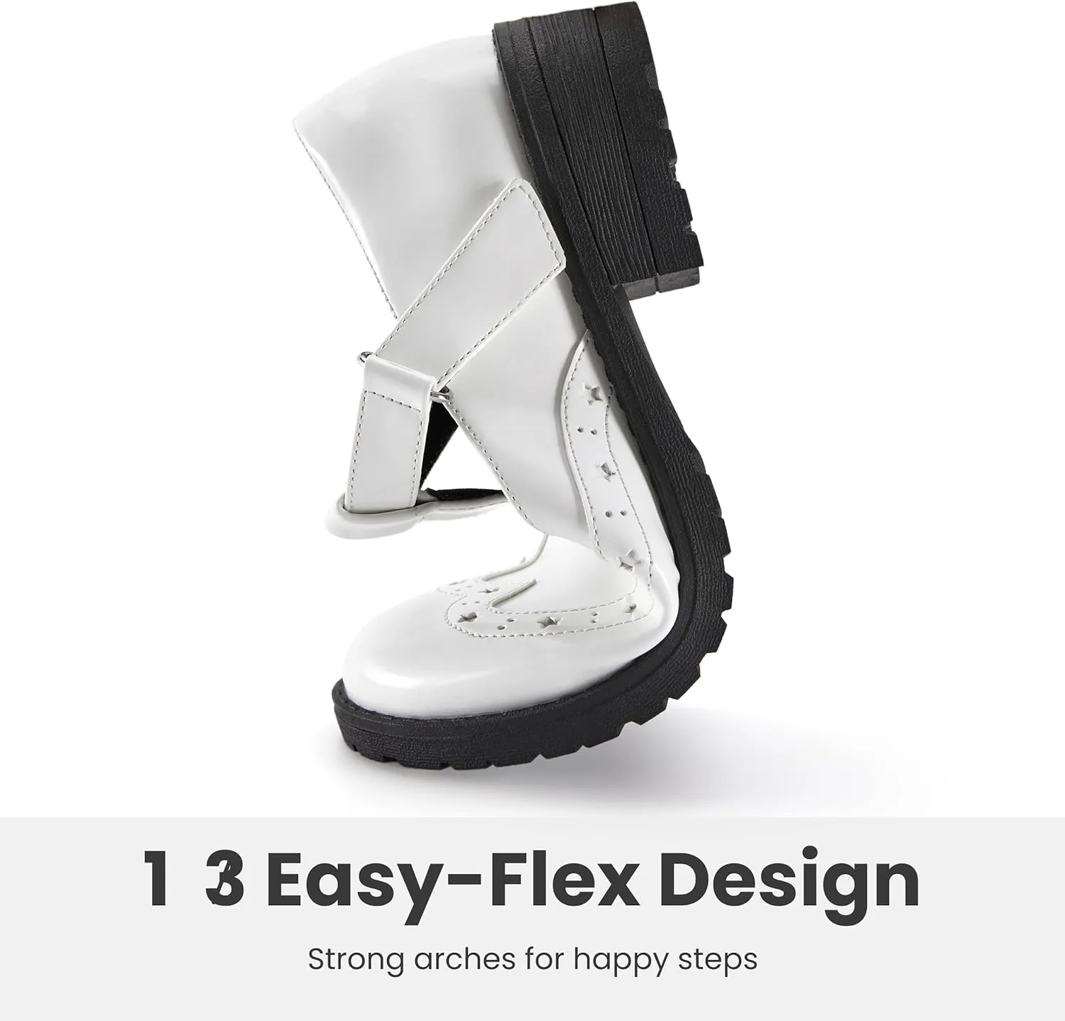 Toddler Girls Dress Shoes Mary Jane Flats Little Big Kid Wedding Party Princess School Uniform Ballet Black White Classic T-Strap Low Heel Hook and Loop Slip-On Soft Sole Closed Toe