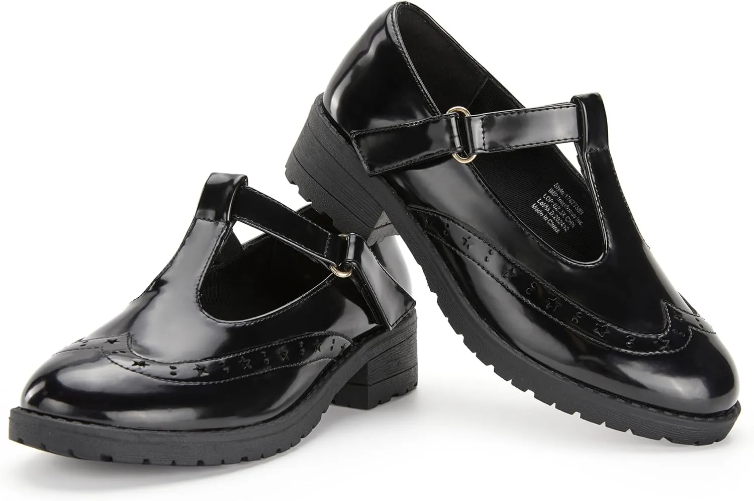 Toddler Girls Dress Shoes Mary Jane Flats Little Big Kid Wedding Party Princess School Uniform Ballet Black White Classic T-Strap Low Heel Hook and Loop Slip-On Soft Sole Closed Toe