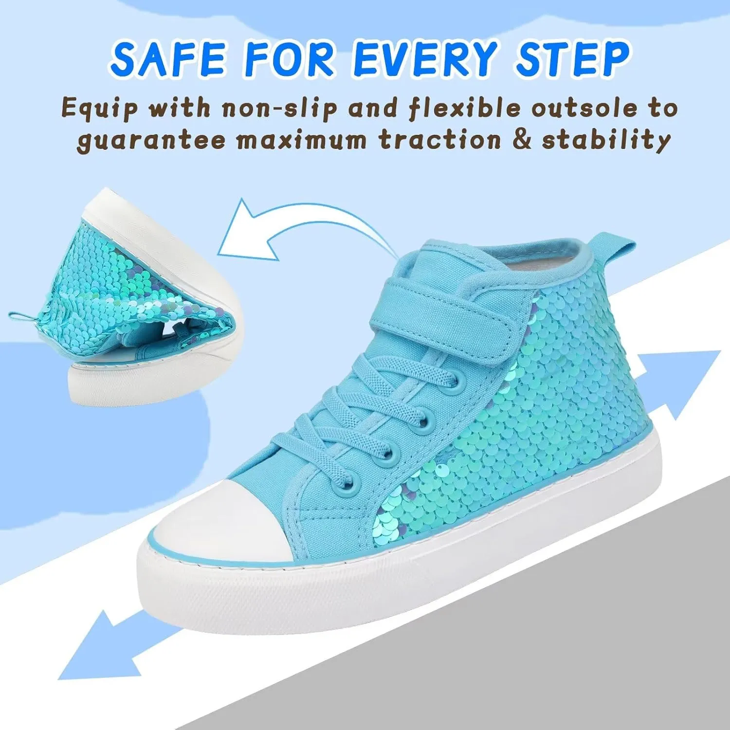 Toddler Girls Sparkle Canvas Shoes High Top Sneakers Little Big Kids Boys Walking Cushioned Shoes Toddler 8-Big Kid 3
