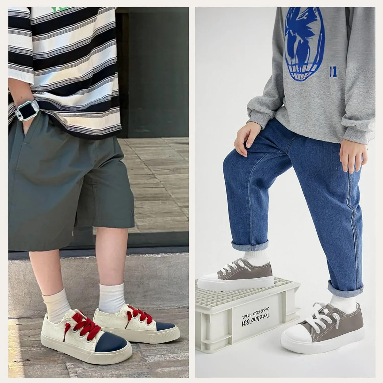 Toddler Kids Sneakers Boys and Girls Canvas Shoes Slip On Lightweight Walking Shoes for Little Big Kids