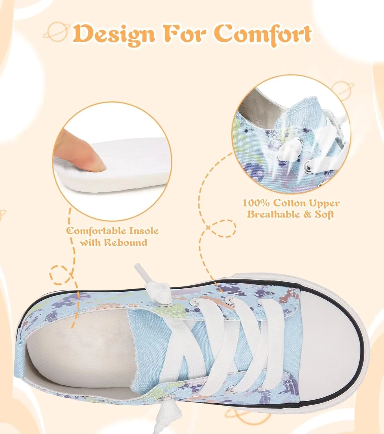 Toddler Little Kid Cushioned Canvas Shoes Slip On Sneakers Soft and Durable