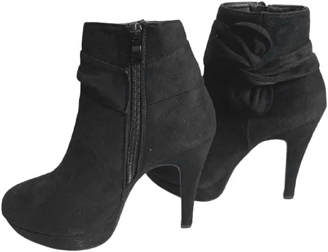 TOP Moda Mve Shoes Women's High-Heels Frosted Low-Top Solid Zipper Boots