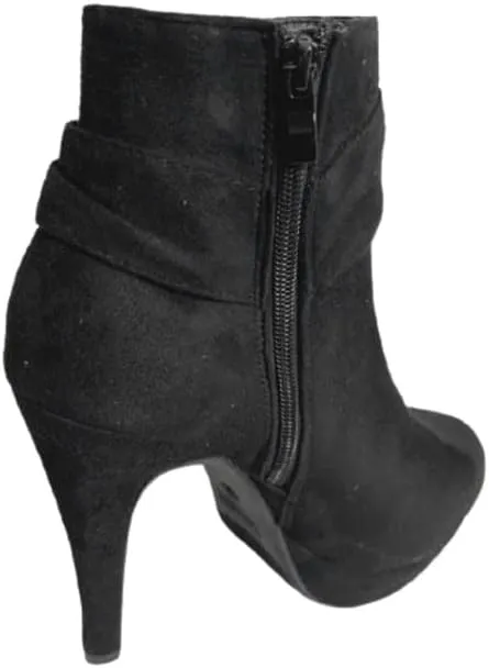 TOP Moda Mve Shoes Women's High-Heels Frosted Low-Top Solid Zipper Boots