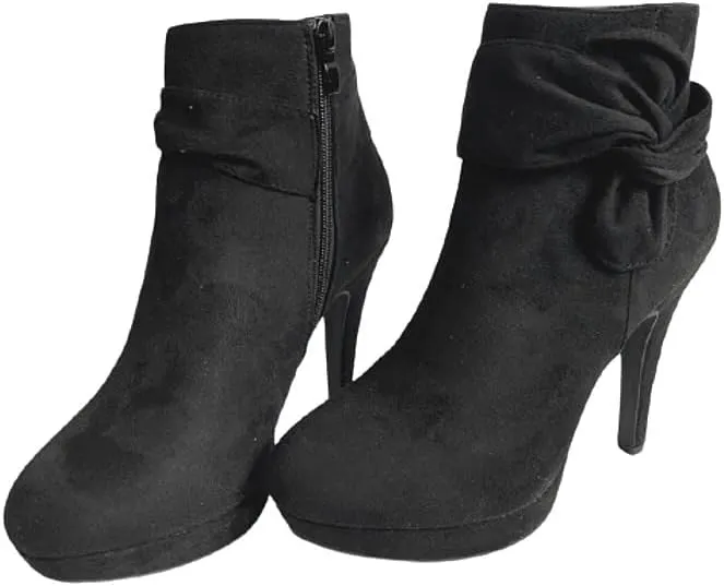 TOP Moda Mve Shoes Women's High-Heels Frosted Low-Top Solid Zipper Boots