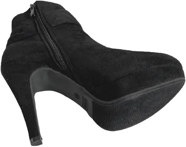 TOP Moda Mve Shoes Women's High-Heels Frosted Low-Top Solid Zipper Boots