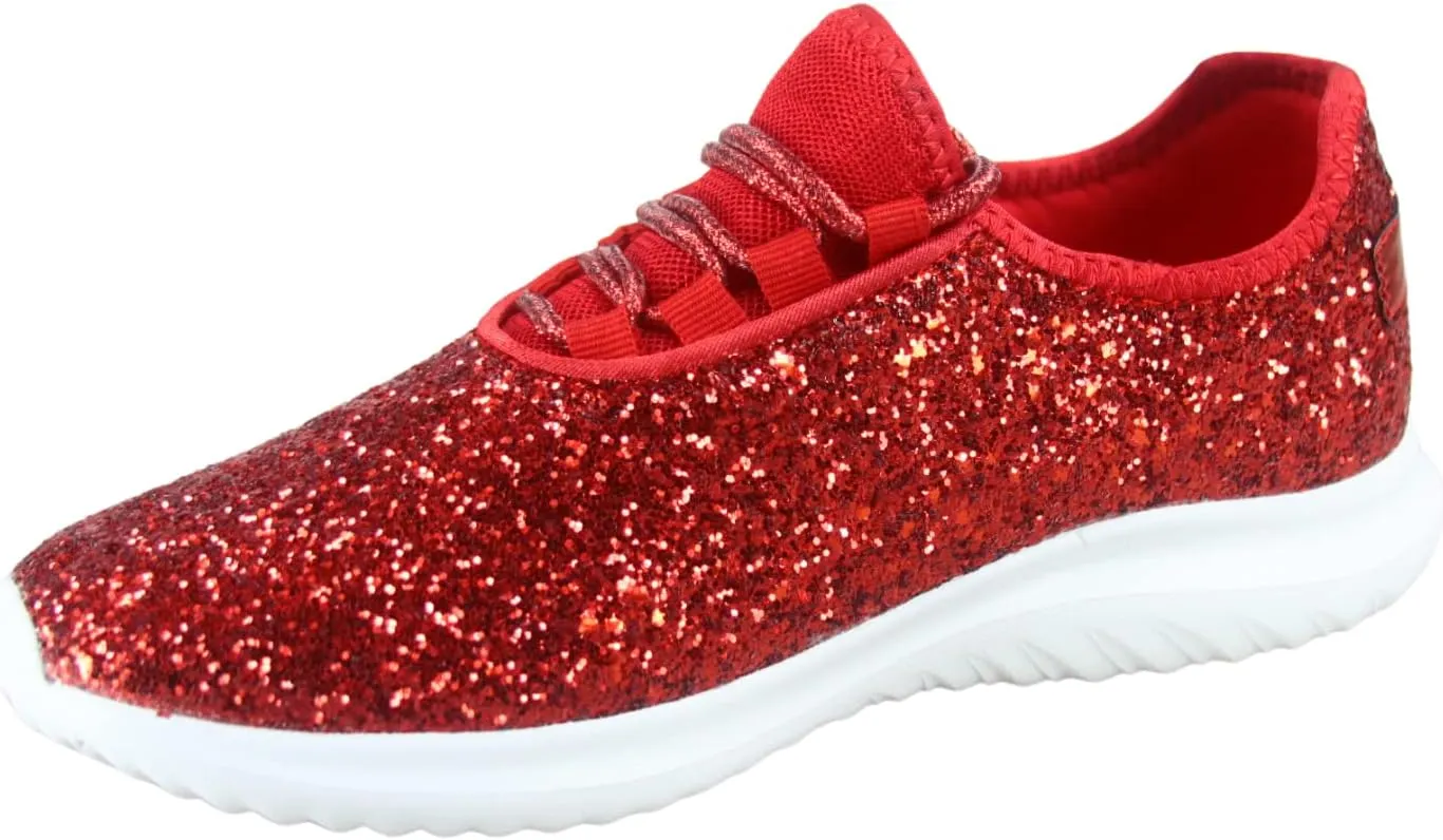 TZ Lotus-08 Women's Comfort Slip On Fashion Color Glitter Walking Runing Flat Heel Sneakers Shoes
