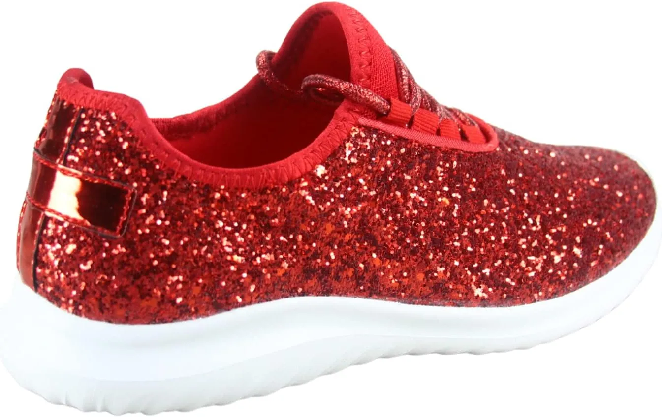 TZ Lotus-08 Women's Comfort Slip On Fashion Color Glitter Walking Runing Flat Heel Sneakers Shoes