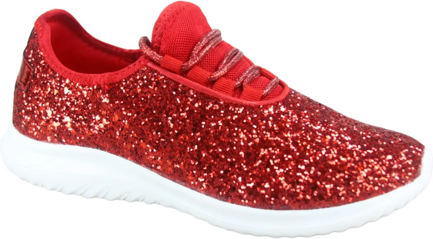 TZ Lotus-08 Women's Comfort Slip On Fashion Color Glitter Walking Runing Flat Heel Sneakers Shoes