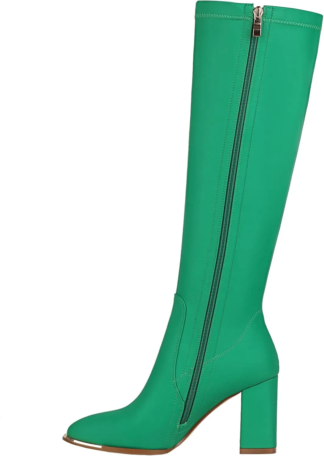 vivianly Women's Knee High Boots Pointed Toe Chunky Heel Long Boots With Side Zipper
