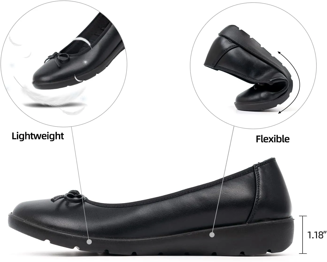 VJH confort Women’s Ballet Flats Round Toe Slip-On Comfortable Dress Pump Walking Shoes