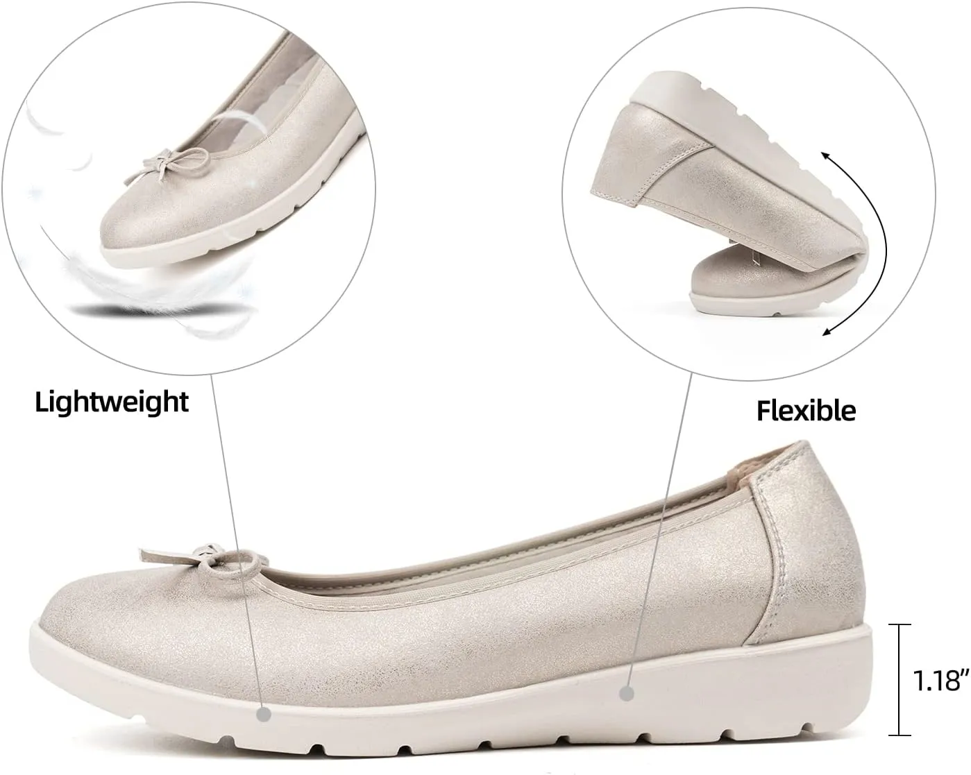 VJH confort Women’s Ballet Flats Round Toe Slip-On Comfortable Dress Pump Walking Shoes