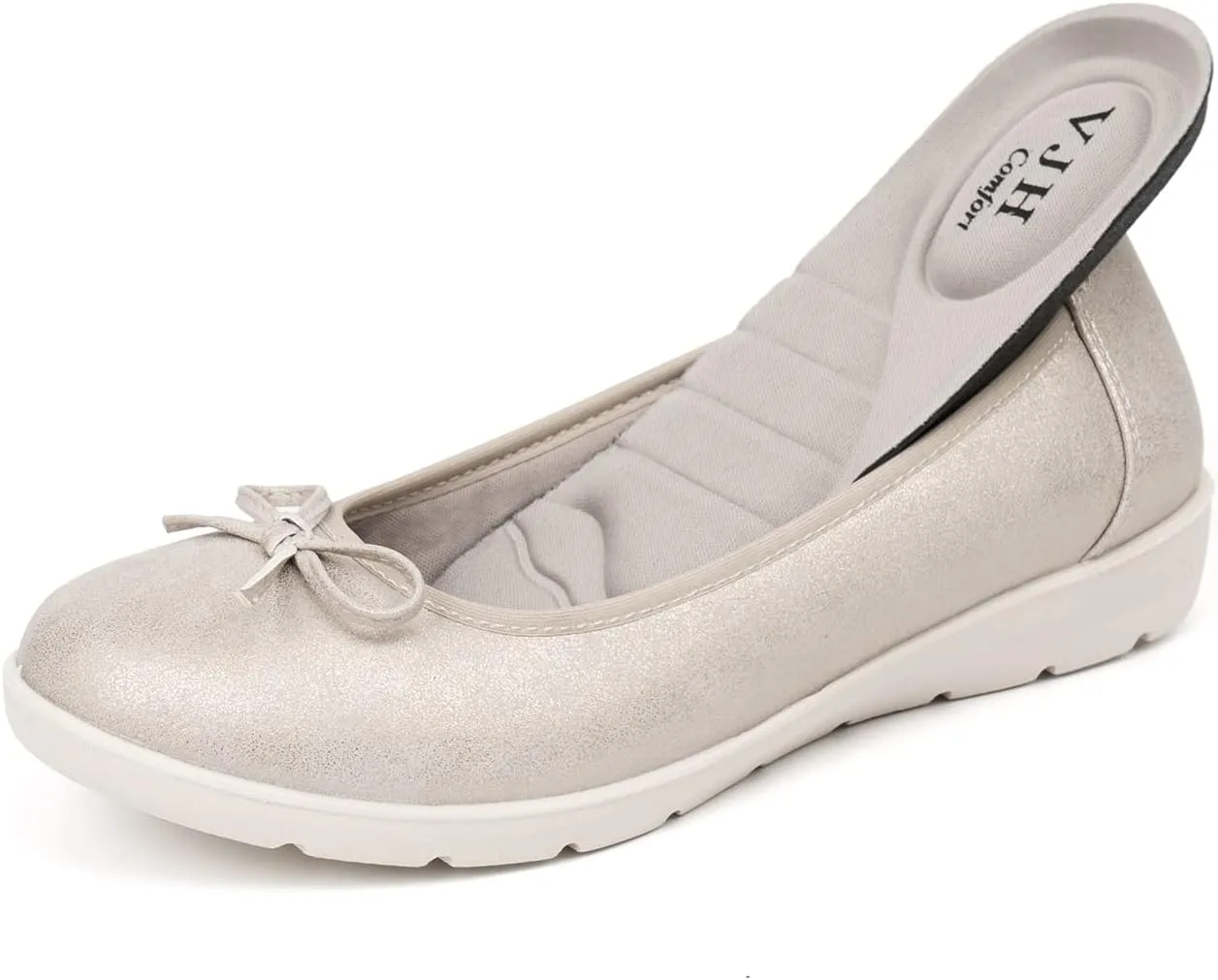 VJH confort Women’s Ballet Flats Round Toe Slip-On Comfortable Dress Pump Walking Shoes