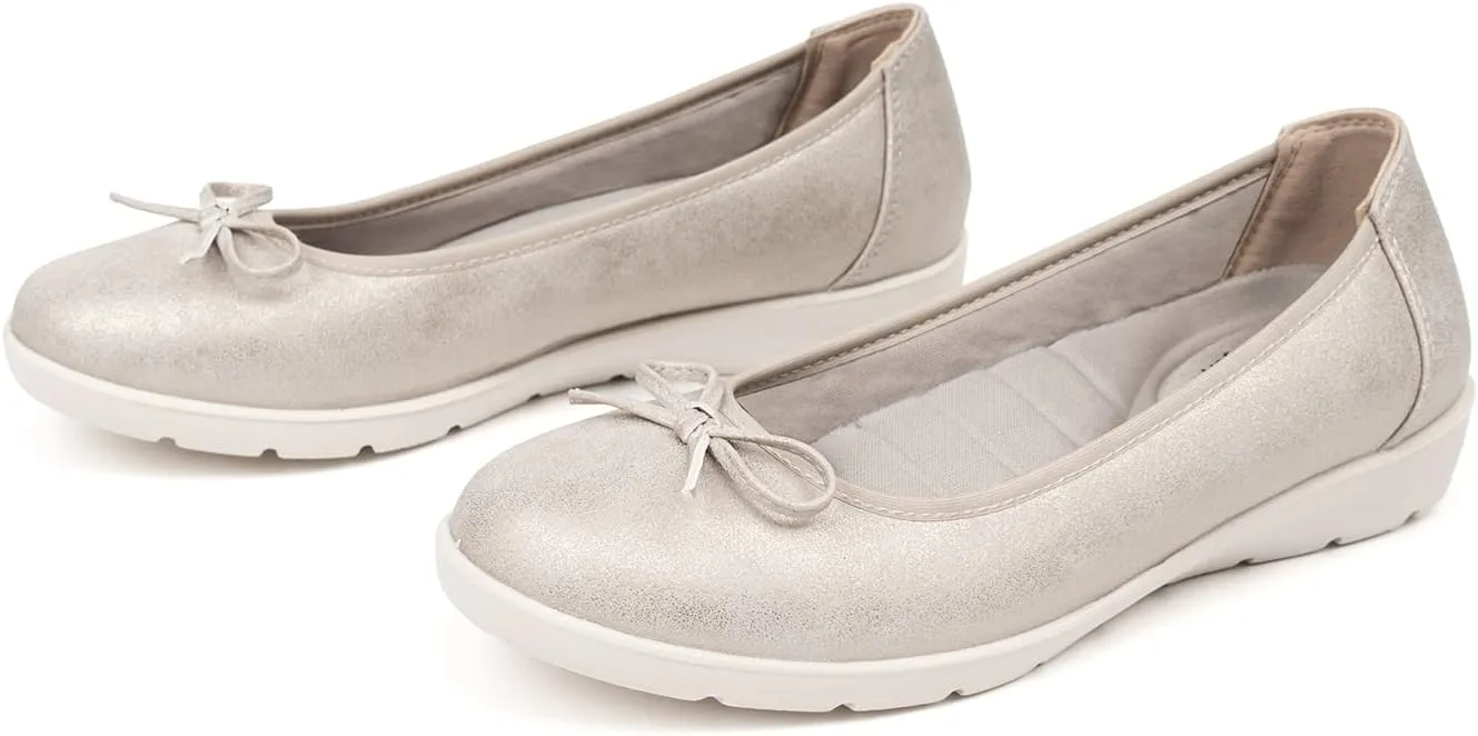 VJH confort Women’s Ballet Flats Round Toe Slip-On Comfortable Dress Pump Walking Shoes