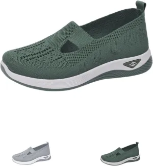 Walking Shoes Women Slip On Air Cushion Comfort Athletic Shoes Elastic Knit Lightweight Mesh Breathable Yoga Sneakers