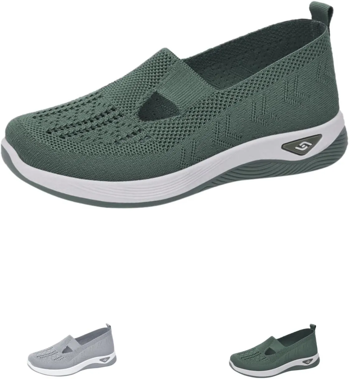 Walking Shoes Women Slip On Air Cushion Comfort Athletic Shoes Elastic Knit Lightweight Mesh Breathable Yoga Sneakers
