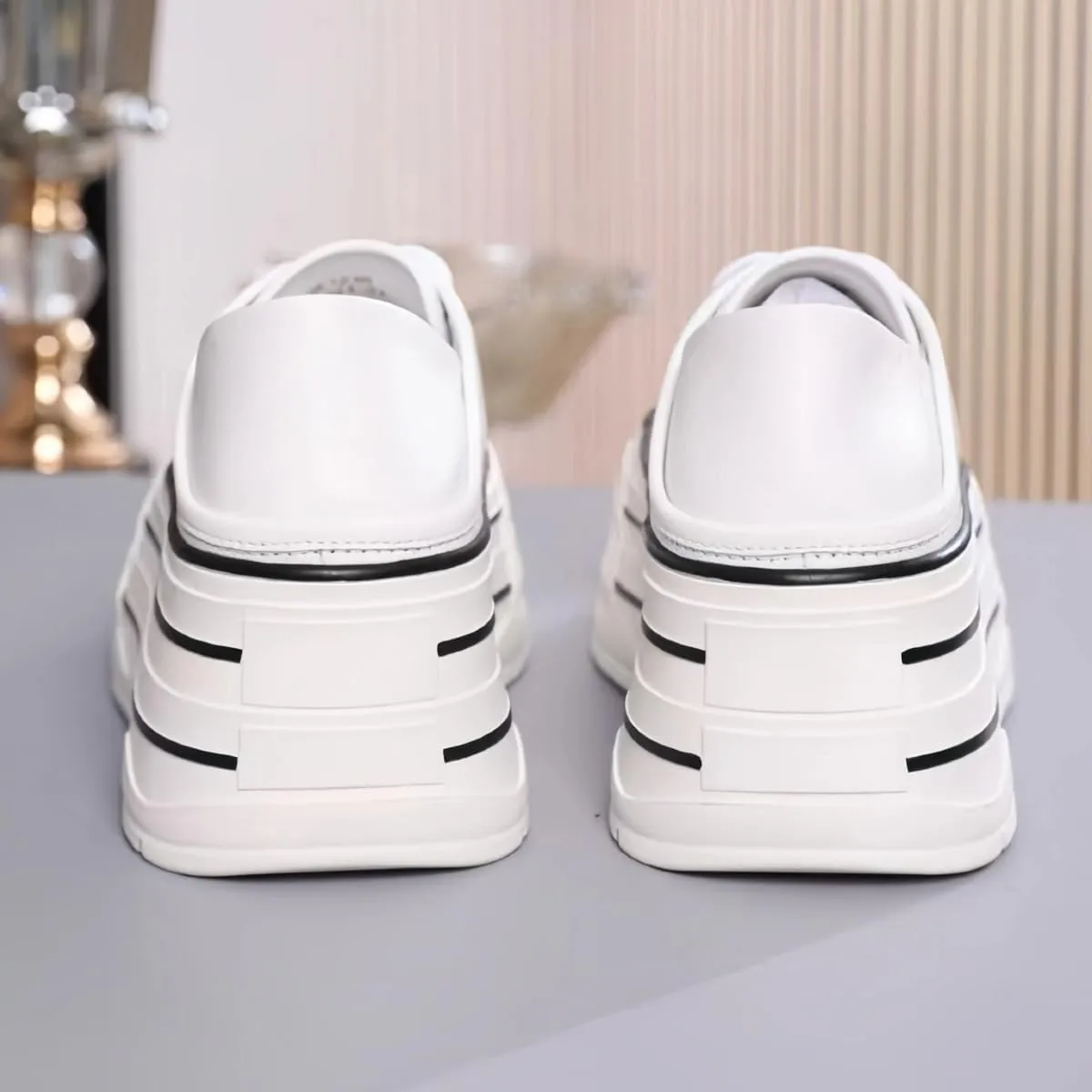 Waterproof Chunky Platform Sneakers for Women Fold-Down Heels Dual-Style Design Genuine Leather Lace - up Comfort Casual Shoes