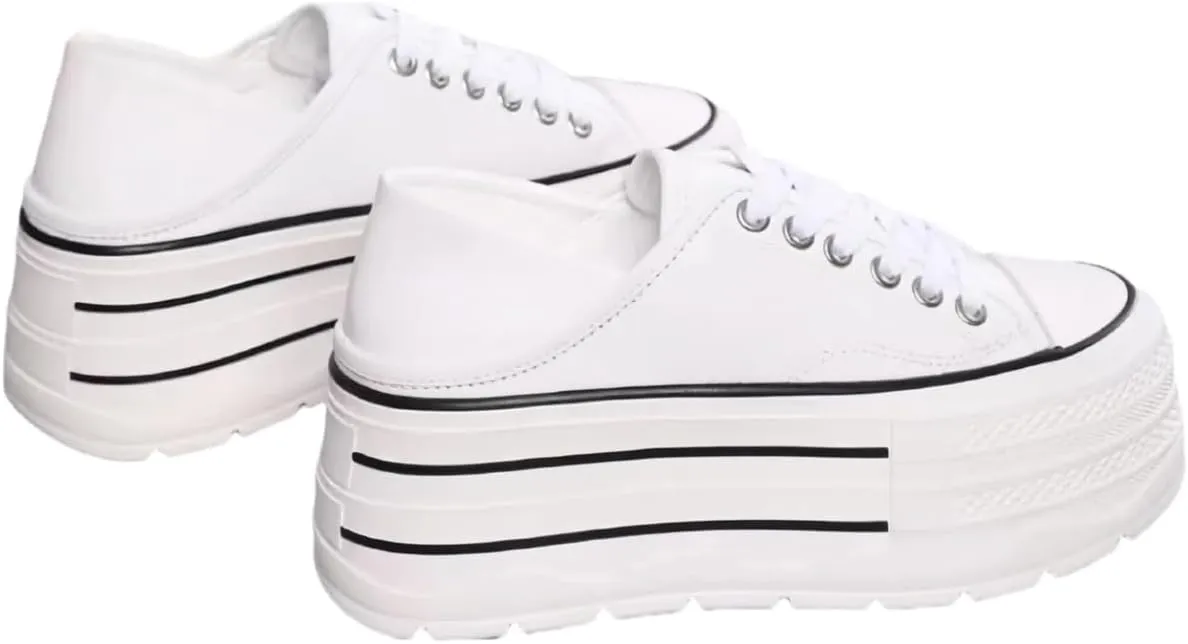 Waterproof Chunky Platform Sneakers for Women Fold-Down Heels Dual-Style Design Genuine Leather Lace - up Comfort Casual Shoes