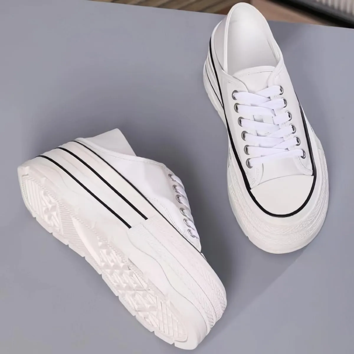 Waterproof Chunky Platform Sneakers for Women Fold-Down Heels Dual-Style Design Genuine Leather Lace - up Comfort Casual Shoes