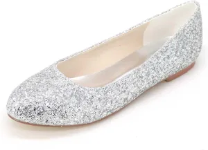 Wedding Shoes for Brides Frosted Rhinestone Slip-On Pumps for Prom, Party & Dressy Occasions - Comfortable & Stylish