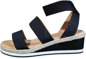 Wedge Sandal Comfortable Flat Open Band Womens Sandals Platform Elastic Toe Strap Women's Sandals Sandals with Arch Support