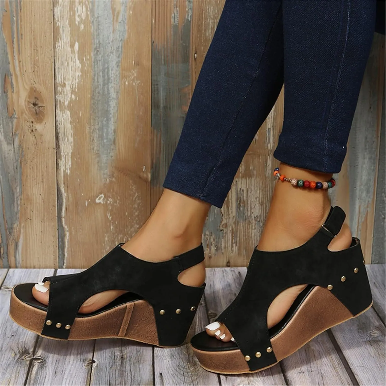 Wedge Sandals for Women 2025 Platform Sandals with Ankle Strap Open Toe Leather Espadrilles Wedge Heels Sandals Dressy Casual Boho Summer Beach Sandals Ladies Wedges