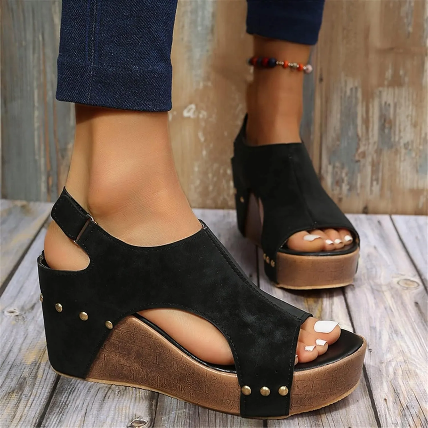 Wedge Sandals for Women 2025 Platform Sandals with Ankle Strap Open Toe Leather Espadrilles Wedge Heels Sandals Dressy Casual Boho Summer Beach Sandals Ladies Wedges