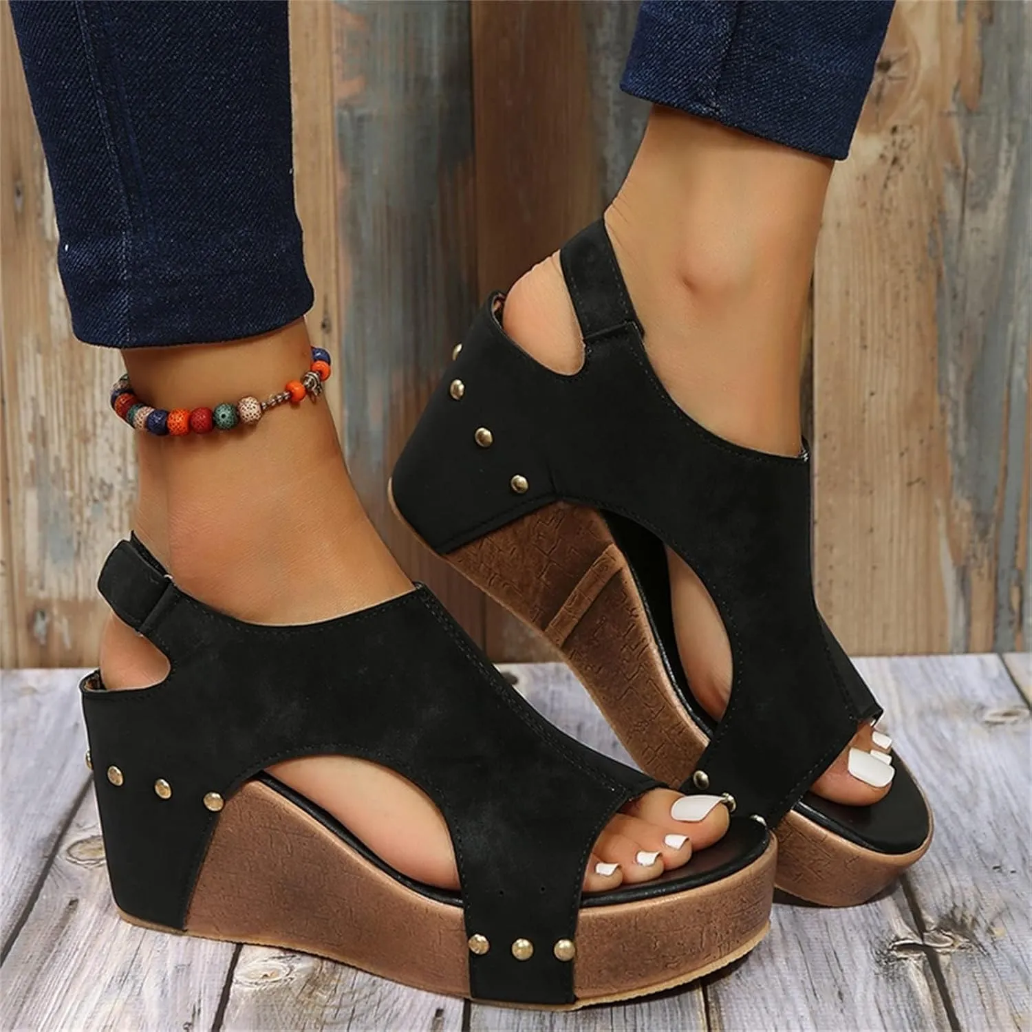 Wedge Sandals for Women 2025 Platform Sandals with Ankle Strap Open Toe Leather Espadrilles Wedge Heels Sandals Dressy Casual Boho Summer Beach Sandals Ladies Wedges